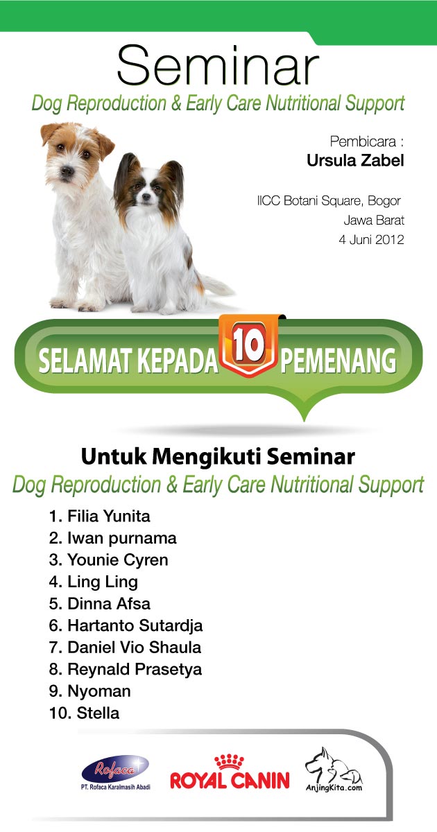 10 Pemenang Undangan Seminar Royal Canin